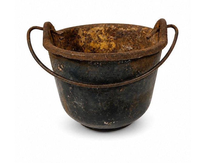 Smelting Pot Vintage Cast Iron Lead Melting  w/ Bail Handle Stamped 5482 Cookware Industial Farmhouse Primitive Rusty