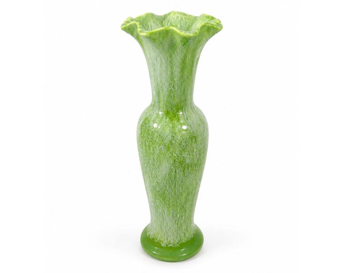 Flower Vase Royal Haeger 10" Lime Green Drip Glaze USA Pottery Scolloped Edge Collectible Vintage Home Decor Decorative Accents Mid Century
