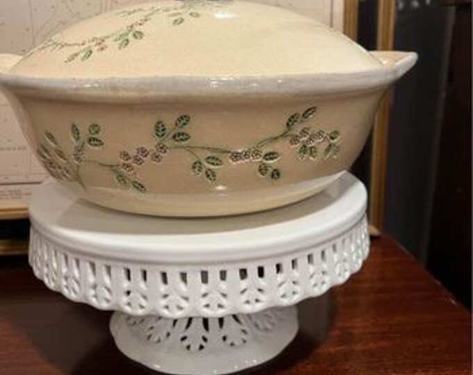 Mountain Meadows Pottery (MPM) Stoneware Casserole Dish 8" | Studio Pottery | Cream Purple Green | Studio Pottery | Serving ware