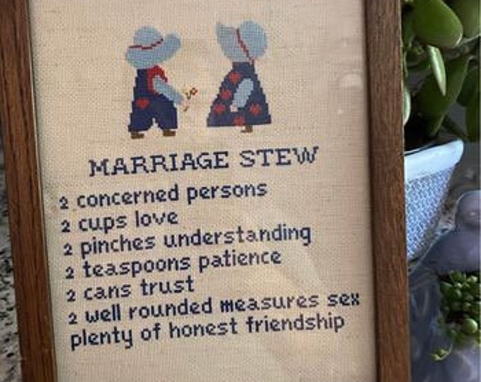 Vintage | Retro | Humorous | Wedding | Marriage Stew | Wall Hanging | Picture Frame
