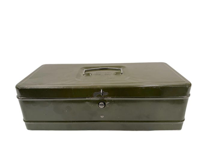 Vintage | Military Green "Climax" Tackle / Tool Box - Hamilton Metal Products Co. | Gifts for him | Storage Box | Cottage Core Grandpa Core