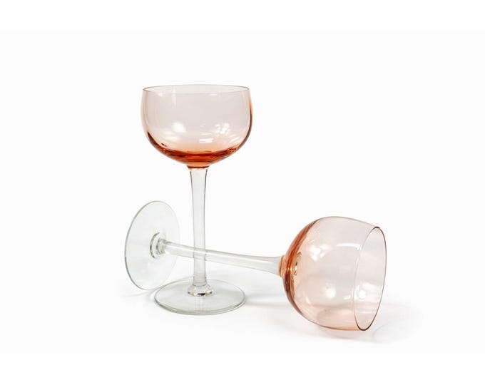 Cordial Glasses Pink Stemware 4 oz Vintage Bubble Glass Replacement Glassware Barware Hostess Party Champagne Wine