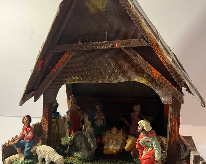 Vintage ITALIAN Nativity Set, MCM Handcrafted Nativity, Old World Charm, Vintage Christmas Nativity
