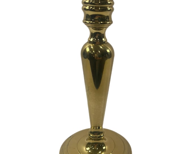 Vintage BALDWIN | Polished Brass Round Base CandleStick 7" Tall | Gilt | Round Base Candleholder | Grand Millennial Traditional