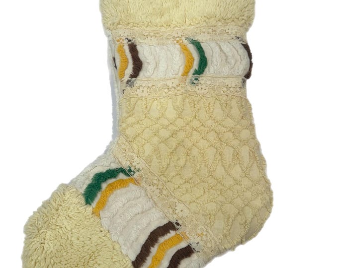 Christmas Stocking - Vintage Quilt - Upcycled Quilt - Country Cottage - Handmade Christmas - Vintage Handmade Christmas Stocking - Chenille