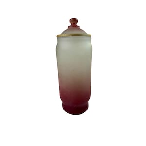 Apothecary Trinket Candy Dish | Pink Cranberry | Viking Art Glass Satin Apothecary | Vanity Boudoir Canister | Home Decor Decorative Accents