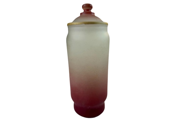 Apothecary Trinket Candy Dish | Pink Cranberry | Viking Art Glass Satin Apothecary | Vanity Boudoir Canister | Home Decor Decorative Accents