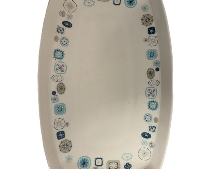 Vintage Retro | Mid Century Mod Modern Atomic Atomizer | Franciscan Del Mar | Porcelain Ceramic  Rectangular 13” Serving Platter Dinnerware
