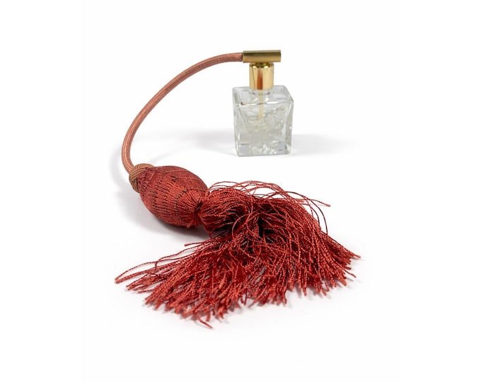 Etched Glass Perfume Bottle Vintage acid etched gold tone Powder Off Pink Rose Flowers Lalique Style Boudior Vanity Decor Decorative Accents