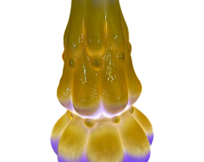Swung Vase Genie Bottle Uranium Glass Kanawha GlasswareMid Century MCM | Yellow with Purple Glow | Collectible Home Decor Kitschy Retro
