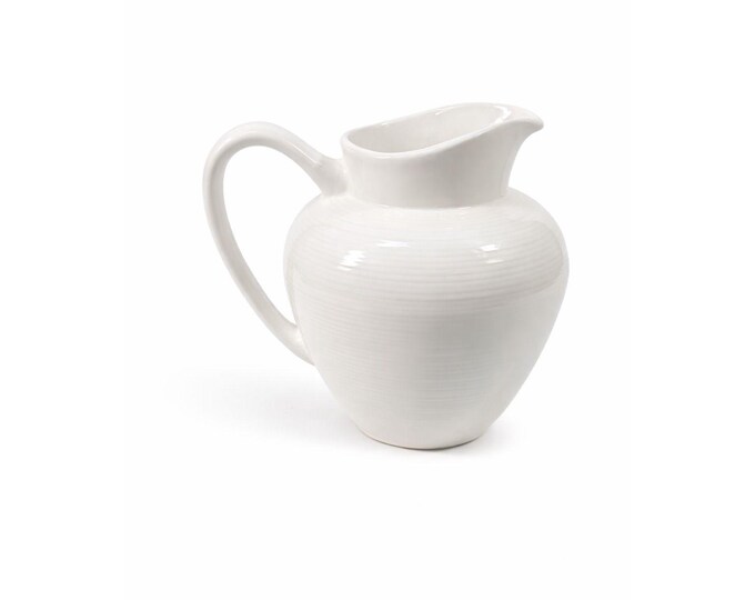 Ironstone Ceramic Pitcher White Ribbed Beehive Fapor Portugal Textured Stoneware Kitchen Dining Servingware Vintage Traditional Vase Accents