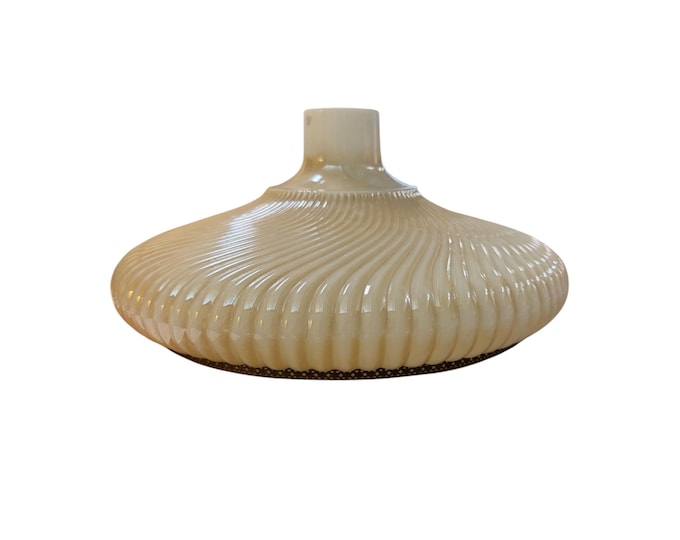 Torchiere Lamp Light Shade | 1940’s Ribbed Luster Nu-Gold Glass Shade for Floor Lamps | Vintage Antiques Replacement Glass Ambient Lighting