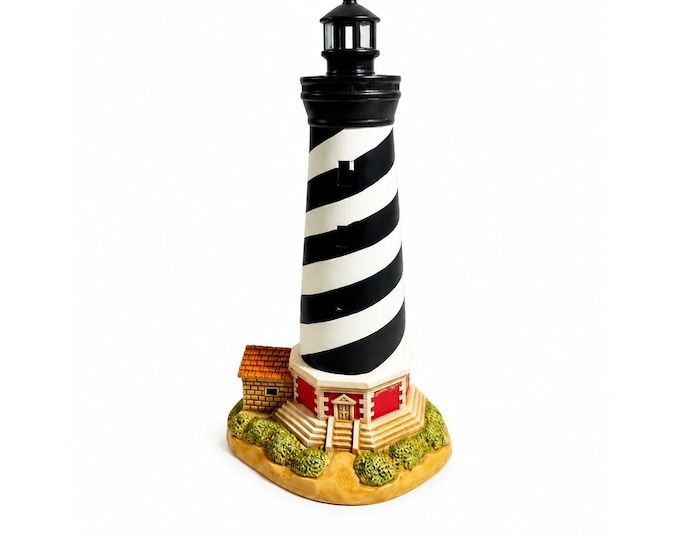 Night Light Cape Hattaras Lighthouse Geo Lefton Porcelain Ceramic Vintage North Carolina Coast Collectible Historic America Home Decor