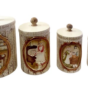 Vintage | Sears & Roebuck  | Pioneer Woman | Four piece Ceramic Canister Set |  Japan | Cottage Core Granny Core | Retro Kitchen Decor