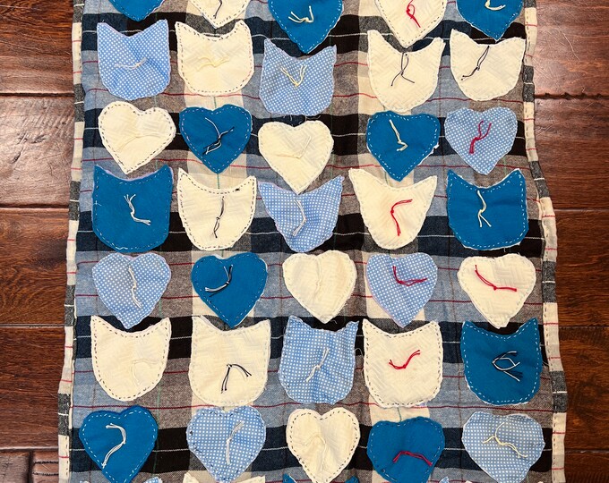 Vintage | Quilt | Cutter Scraps | Baby Recieving Blanket | Hearts and Backing | Hand stitched