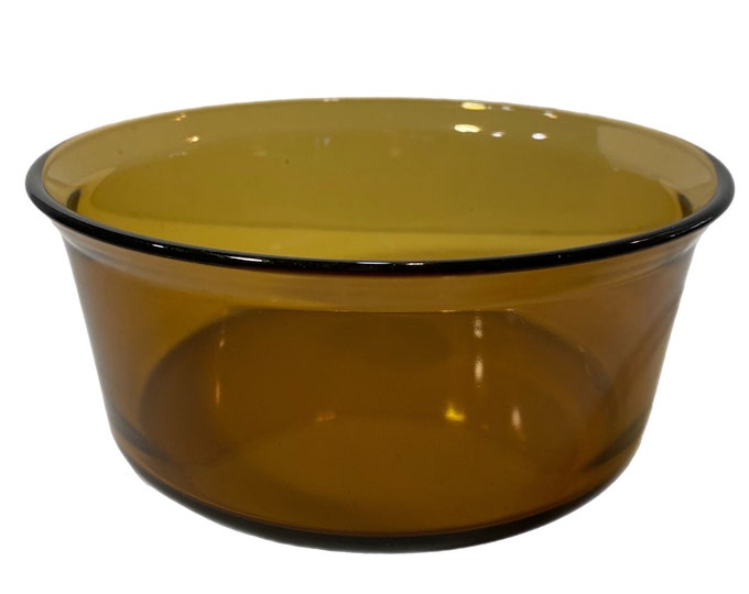Glass Serving Bowl | Arcopal Arcoroc France | Brown Amber Glassware | French Baking Cooking Serving Kitchen Dishes | Kitchenware Cookware