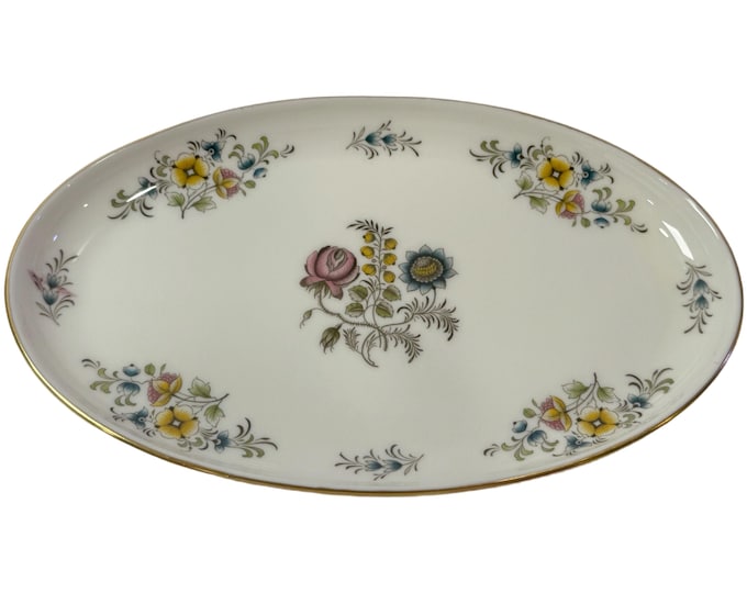 Vintage| Minton Avignon |   8" Oval Tray  | Bone China | Soap Trinket Dish Made in England Circa 1964-1975 | Cottage Core Flowers Floral