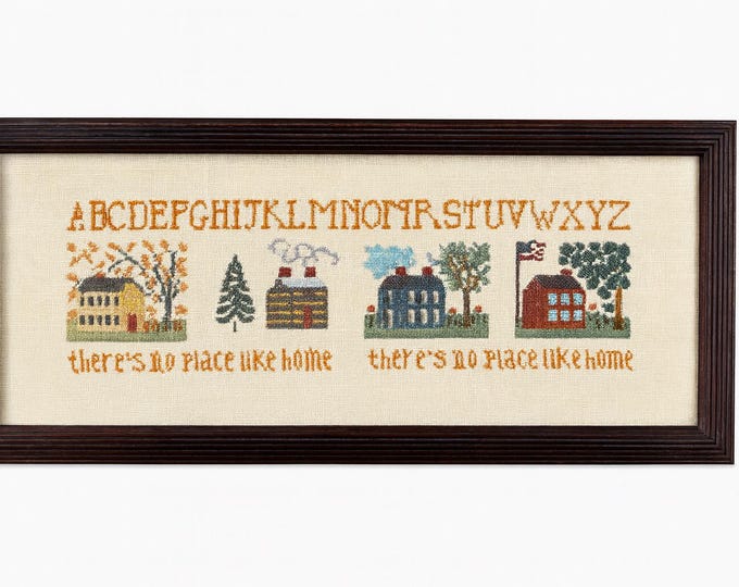 There Is No Place Like Home | Four Seasons Cross Stitch Framed Wall Decor Art Sampler