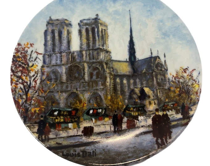 Limoges porcelain plate | Notre Dame Cathedral  La Cathedrale | Louis Dali | France