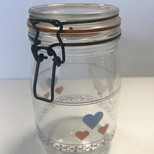 Vintage Primitive Granny Cottage Core | Country Farmhouse | Arc | Country Geese Goose  | Canister glass lid | Flowers Pink Green Blue | I L