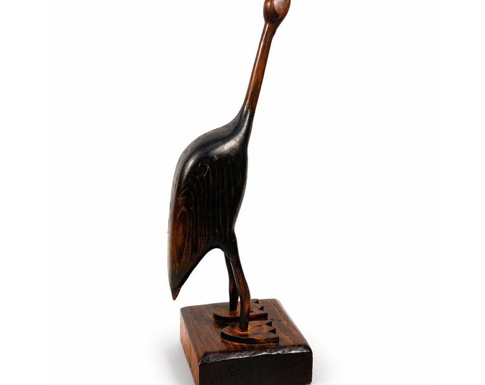 Wooden Duck Figurine Sculpture Hand Carved Vintage Mid Century Scandinavian Wood Art Animals Office Book Shelf  Home Decor Decorative Accent