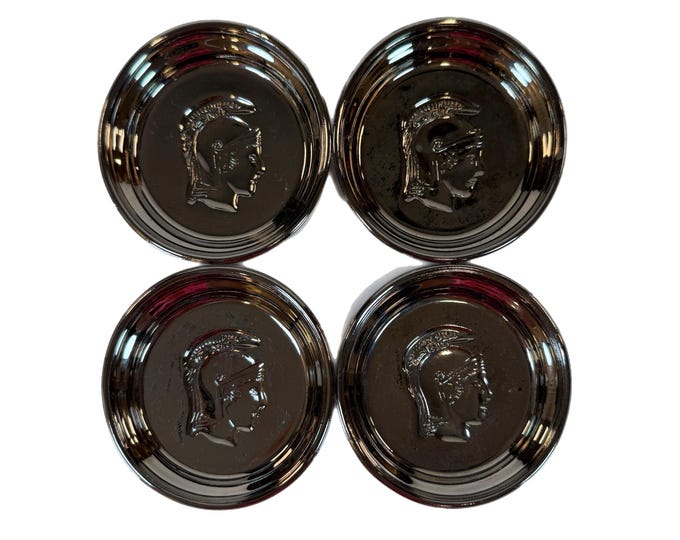 Mercury Glass Coasters  | Guardian Service Trojan Kimiko Knight |  Set 4 | Silver Glass Hostess Gift Vintage Barware | Dining accessories