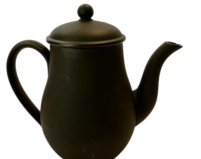 Vintage Rare | Wedgwood Black Basalt | Matte Black | Coffee Pot Teapot | glazed inside, 20th Century piece | Made in England | Jasperware