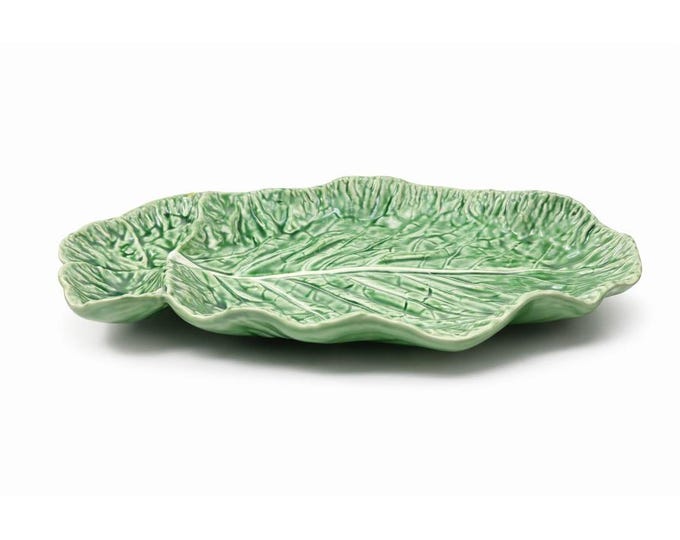 Serving Platter Chip and Dip Bordallo Pinheiro Large Green Cabbage Leaf Made in Portugal Replacement China Grand Millennial