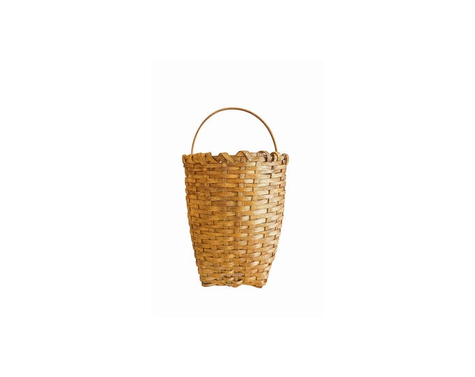 Hanging Wall Door Basket Woven Wood wooden | Handmade Wooden Farmhouse Primitive Cottage core Granny Core Country Storage Nancy Myers