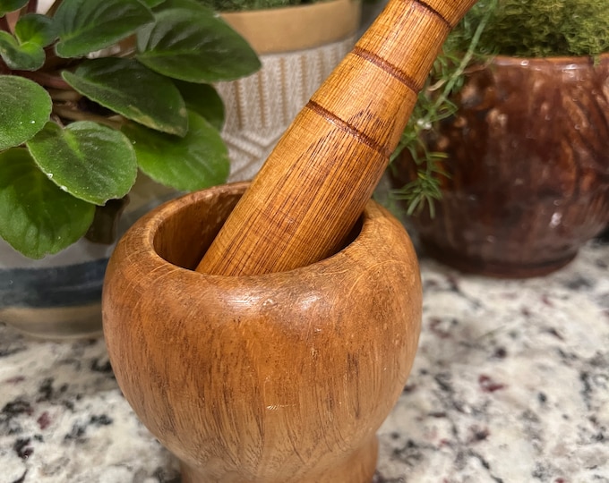Handmade vintage wooden wood | mortar and pestle | Kitchen tool | Hand turned wood |  Primitive | Farmhouse