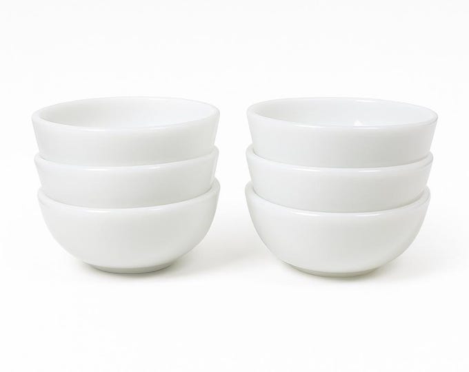 Fruit Dessert Bowl White Milk Glass | Anchor Hocking Anchorwhite White | Replacement China | Farmhouse Country Primitive Kitchen | Set 6