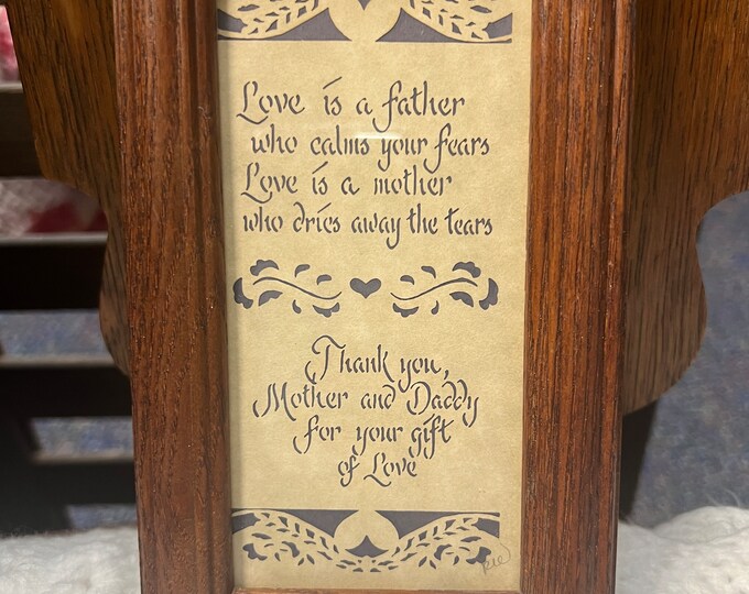 Vintage Framed Scherenschnitte Designs With Scissors | Love is a Father | Love is a Mother