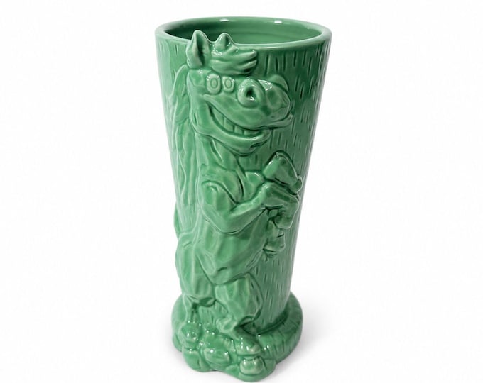 Smiling Horse Tiki Mug Vase Haynes Besco Mid Century Style Teal Turquoise Green Kitchen Decor Unique Gifts Farm Barn Animals Funny