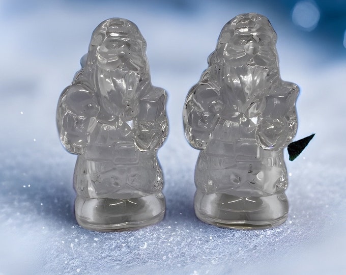 Gorham Holiday Traditions Clear Crystal Santa Salt & Pepper Shakers Germany New