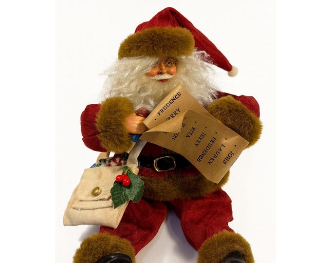 Santa Antimated Ornament Motion Eluceo Original Box | Christmas Naughty Good List Miniature Light Set Connection | Vintage Santa Claus Tree