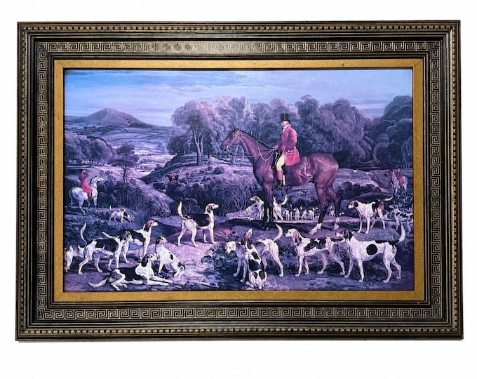 Art Print Hunting Scene Ralph Lamberton and His Hounds by James Ward Large Ralph Lauren Style Home Wall Decor Country Club Hunting Lodge