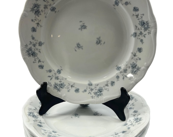 Dinner Plates | John Haviland - Blue Garland Roses | Set of 5 | Cottagecore Dinnerware | Vintage Fine Replacement China Bavaria Germany