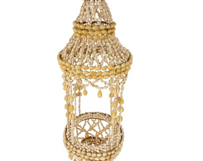 Hanging Plant Holder Hanger Chandelier Planter Cowrie Seashell Bohemian Retro Coastal Home Porch Decor Retro Decorative Accents