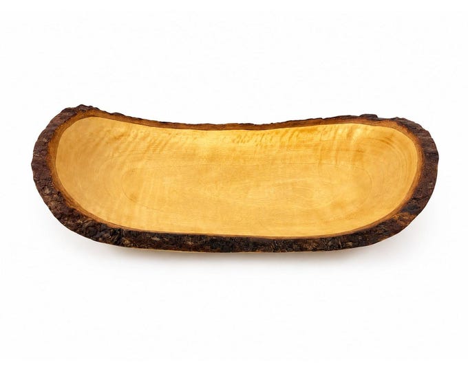 Live Edge Wooden Fruit Bread Bowl | Hand Crafted Solid Rustic Farm Primitive Cabin | Home Decor Decorative Accents | Kitchen Decor Serving