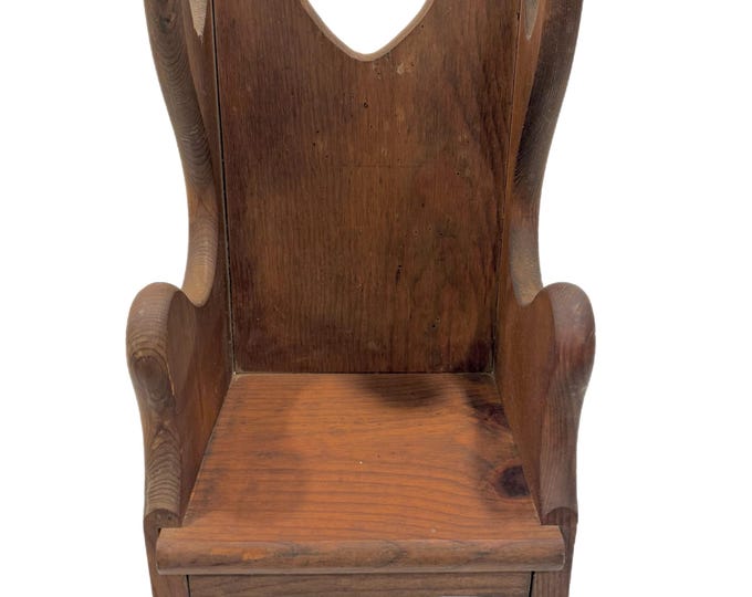 Vintage | Wooden Doll Chair with Heart Design Cutout | Farmhouse Primitive Country Cottage Core Granny Core | 80s retro