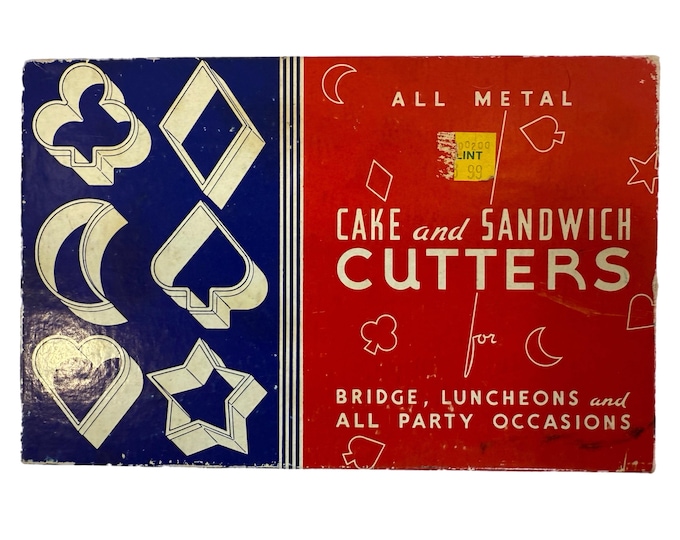 Vintage Cookie Cake Sandwich Cutters | Original Box | Bridge Luncheon | Aluminum All Metal | Hostess Party | Mid Century Retro Set 6