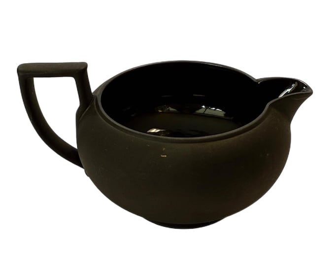 Vintage | Wedgwood Black Basalt | Matte Black |  Small style creamer | glazed inside, 20th Century piece | Made in England | Jasperware