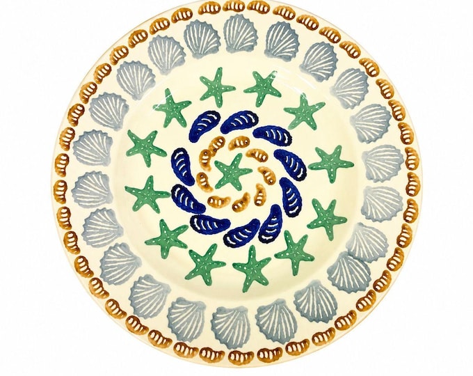 Stoneware Pottery Salad Plate Emma Bridgewater Coastal Shell Oysters Hand Painted Spongeware Replacement China English