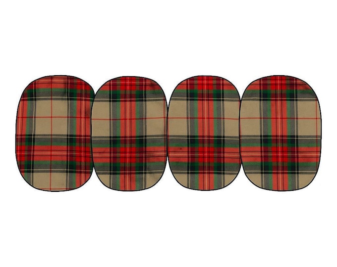 Placemats Set 4 Christmas Winter Ralph Lauren Style Holiday | Plaid Tartan Gold Red Green Blue