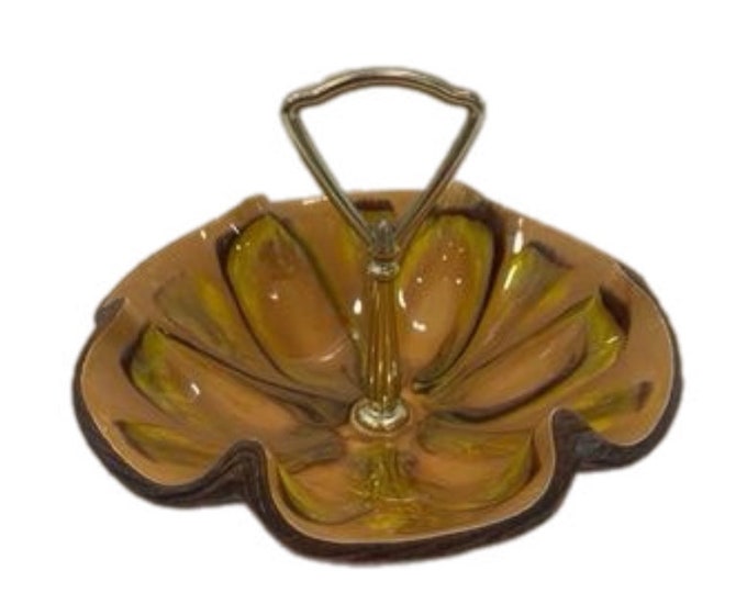 Sequoia| Treasure Craft | Tidbit Candy Nut Dish Handled California Pottery 610 USA Orange | Peach