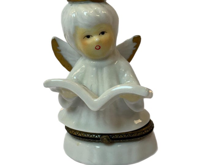 Hinged Trinket Jewelry Box | Angel Choir Vintage Religious Christmas | Collectible Figurine | Gifts for her | Curio Cabinet Decor | Storage