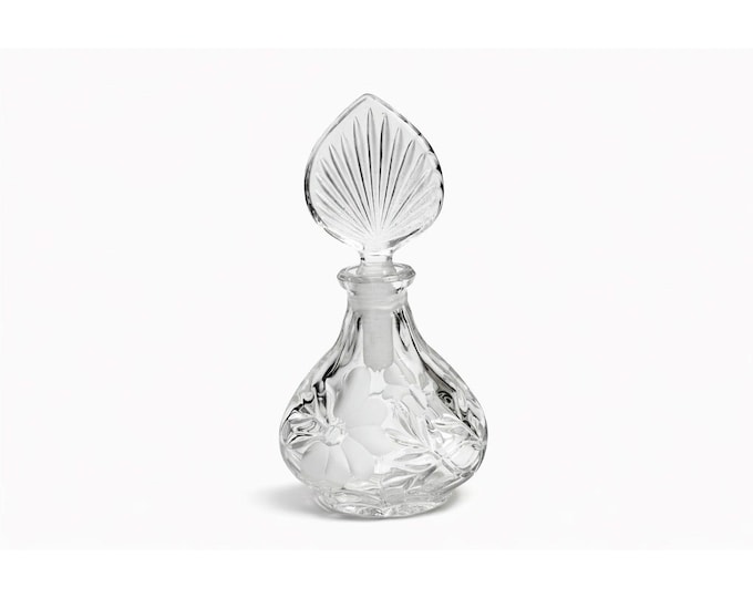 Etched Perfume Bottle and Stopper Lead Crystal Princess House Vintage Heritage Romance Collection Boudier Vanity Collectible Glassware