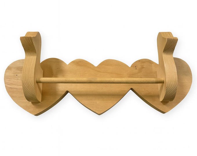 Towel Holder Rack Ducks Hearts Wood | Vintage Kitchen Bathroom Decor Wall Mount | Cottage Granny Core Farmhouse Primitive Wooden Home Decor