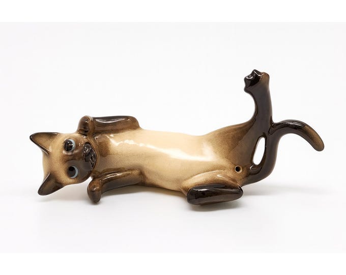 Siamese Cat Climbing Hanger Figurine Statue | Hagen Renaker Pottery Ceramic Monrovia and San Dimas versions Blue Eyes Rare Collectible
