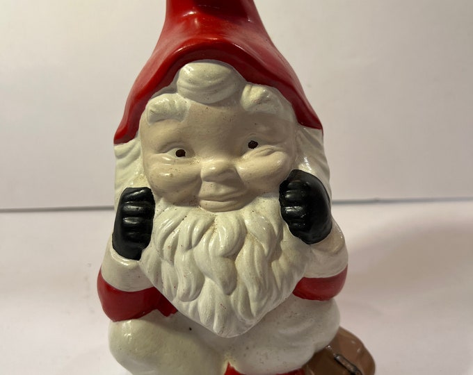 Vintage | Handpainted | Garden Gnome | Mold | with Pom Pom Hat